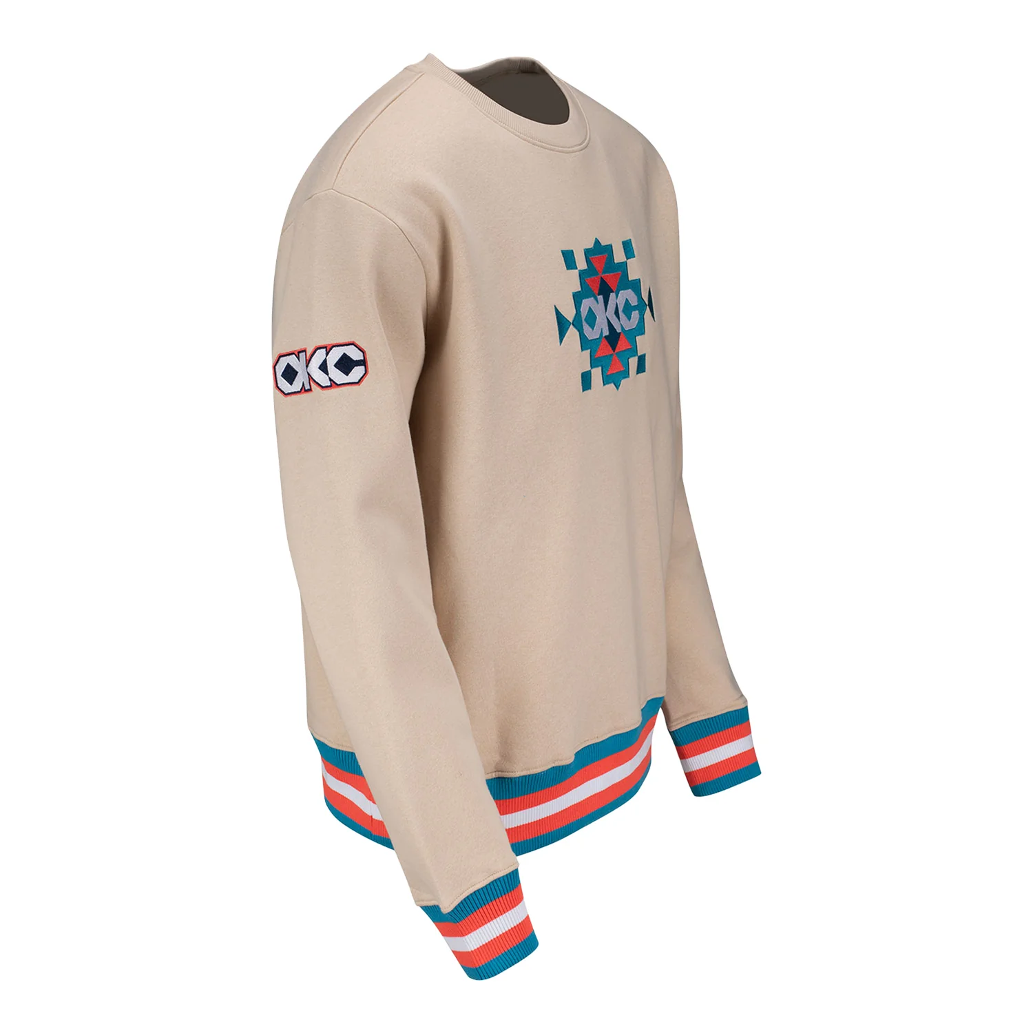 OKC Thunder Stripe Trim Native Crewneck Sweatshirt