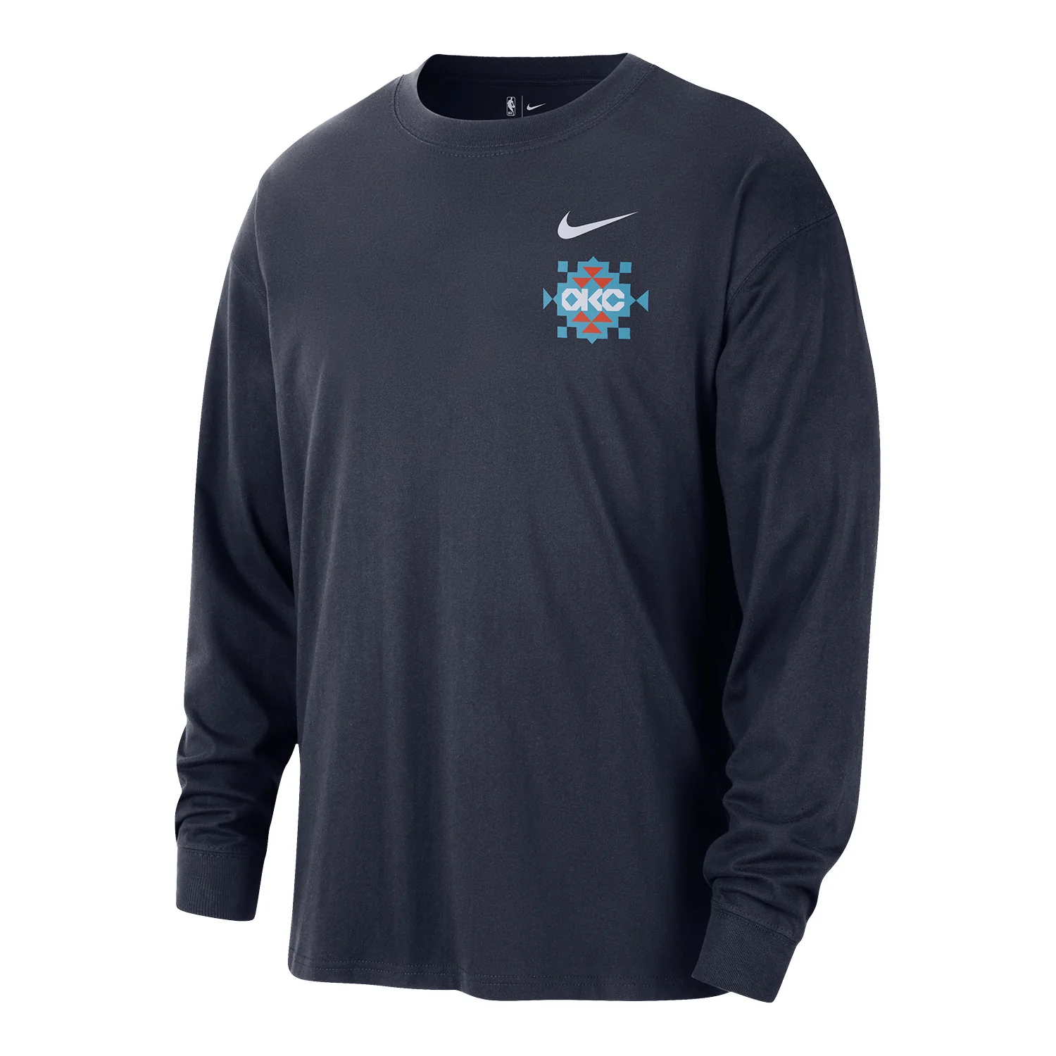 2025-26 CITY EDITION OKC THUNDER NIKE LOGO LONG SLEEVE T-SHIRT
