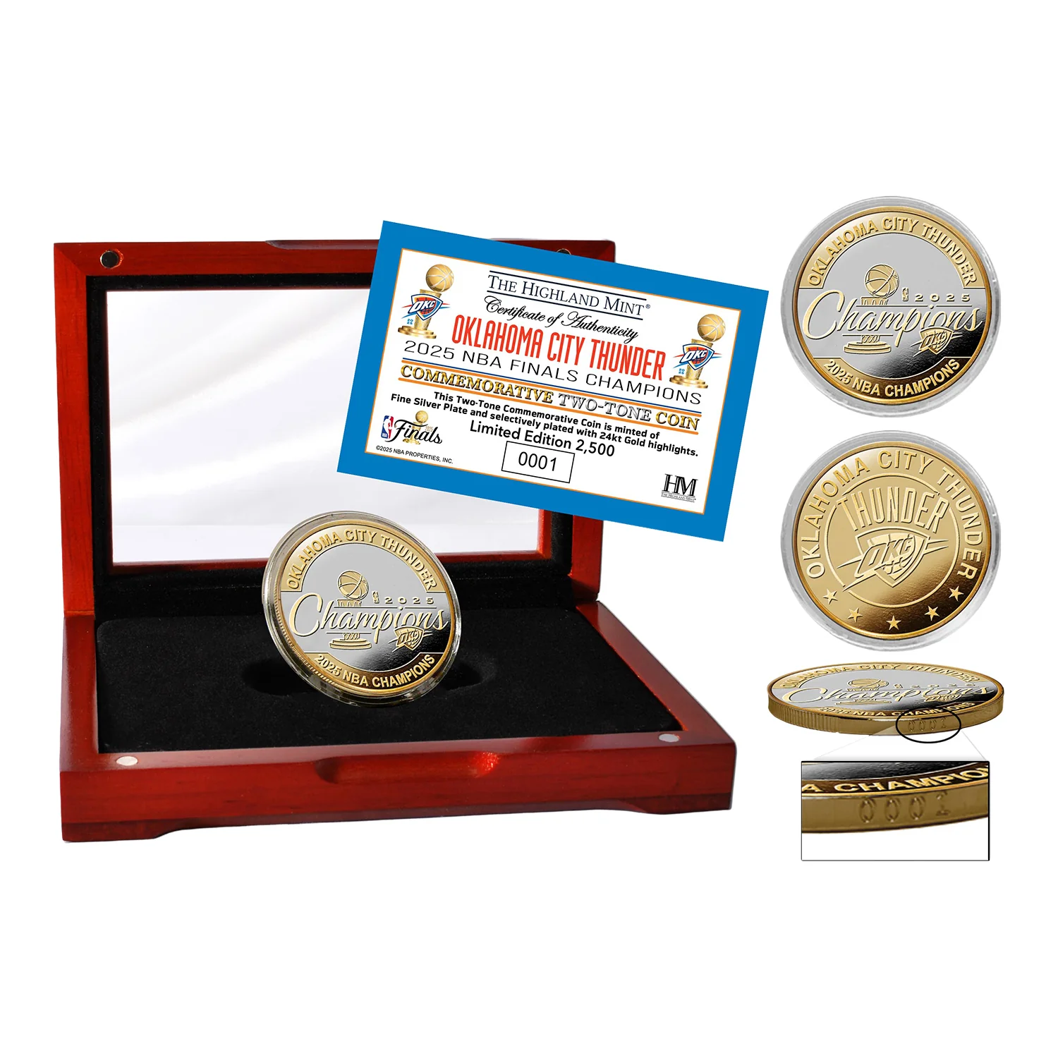 OKC THUNDER 2025 NBA CHAMPIONS TWO-TONE COIN
