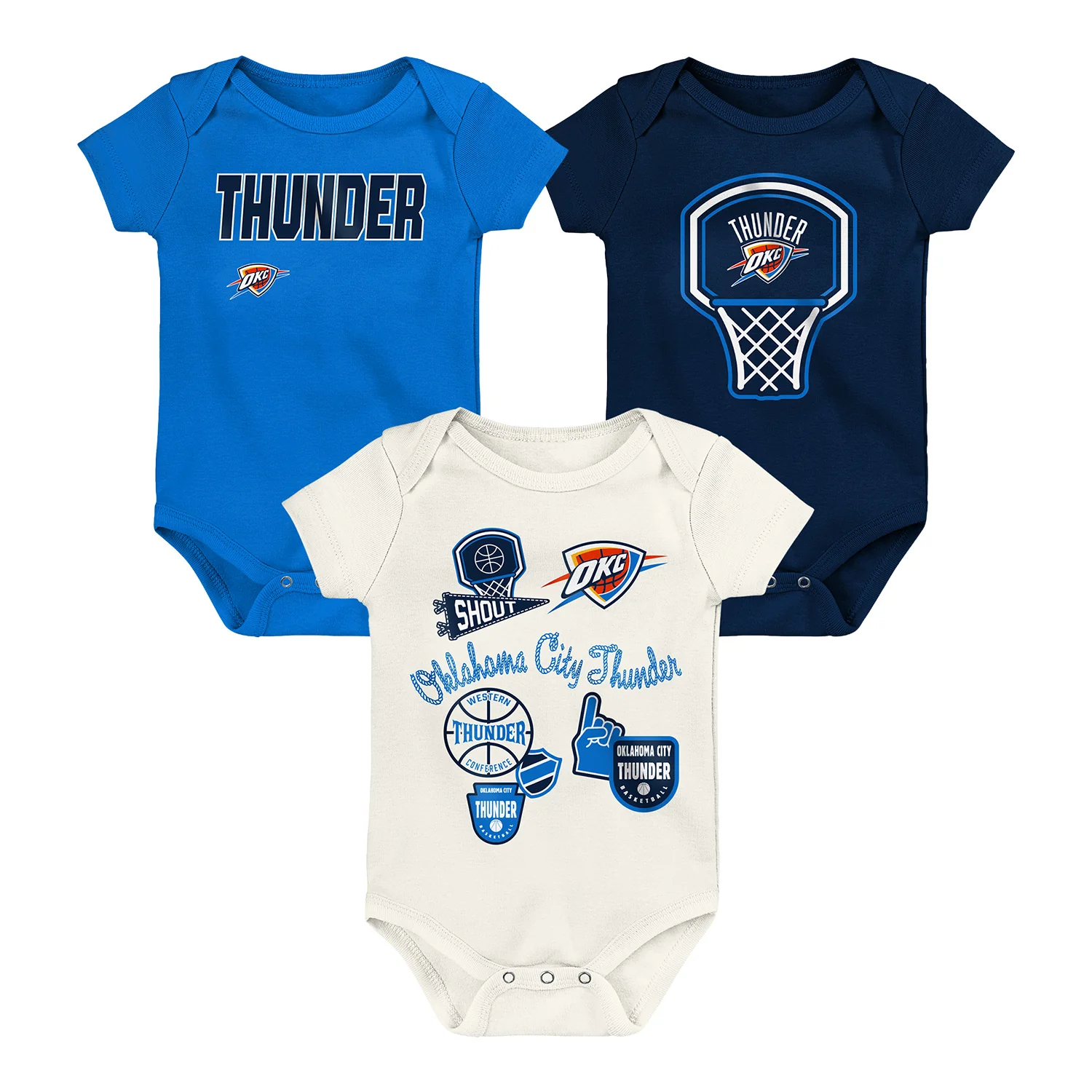 Infant OKC Thunder Outerstuff Littlest Player 3-Pack Onesie Set