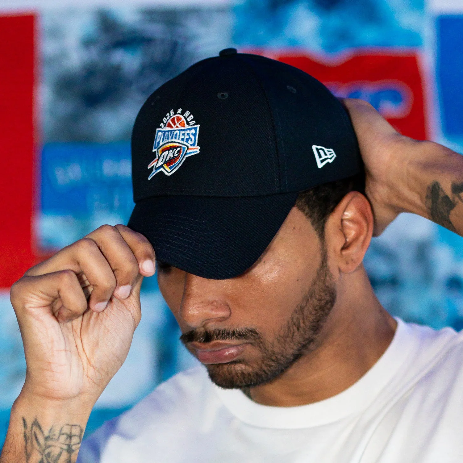 042226 OKC Playoffs Lifestyle Photoshoot Refresh 4xCat Headwear